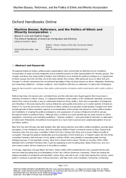 Machine Bosses, Reformers, and the Politics of Ethnic and Minority
