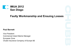 IMUA 2012 San Diego Faulty Workmanship and Ensuing Losses