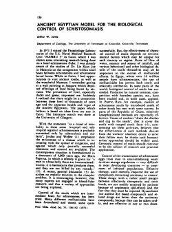 Ancient Egyptian Model for the Biological Control of Schistosomiasis