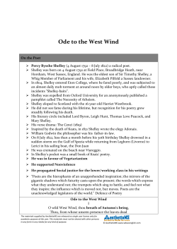 Ode to the W Ode to the West Wind