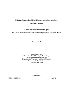 Effective Occupational Health Interventions in Agriculture Summary