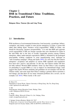 BSR in Transitional China: Traditions, Practices, and Future