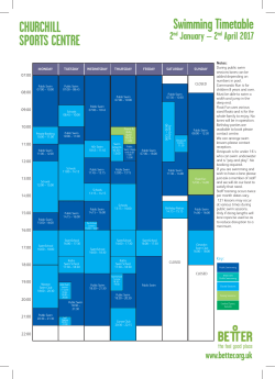 Swimming Timetable CHURCHILL SPORTS CENTRE