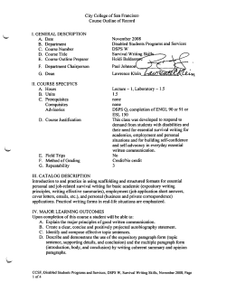 City College of San Francisco Course Outline of Record I
