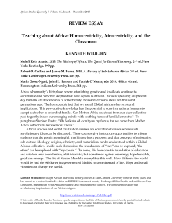REVIEW ESSAY Teaching about Africa: Homocentricity