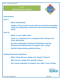 Marketing Associate Rating Activity