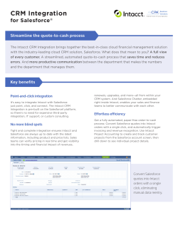 CRM Integration - Intacct Corporation