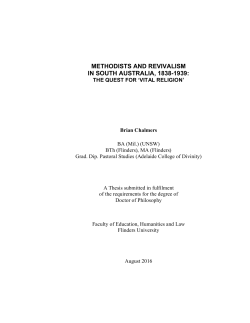 methodists and revivalism in south australia, 1838-1939
