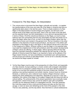 Foreword to The New Negro, An Interpretation
