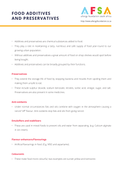 FOOD ADDITIVES AND PRESERVATIVES