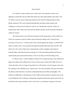 Song Analysis It is said that &ldquo;country remains more overtly loyal to