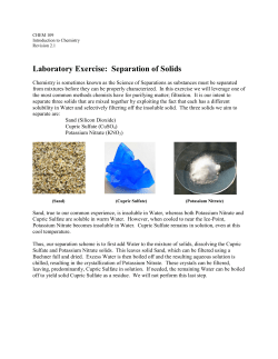 Laboratory Exercise: Separation of Solids