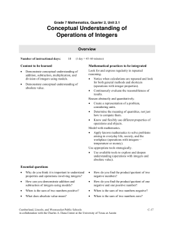 Conceptual Understanding of Operations of Integers