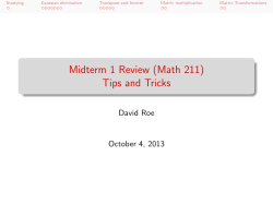 Midterm 1 Review (Math 211) Tips and Tricks