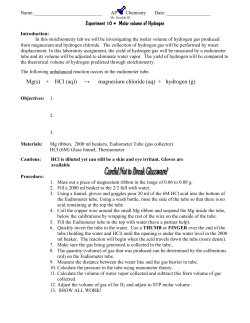 Lab 10 - Molar Volume of Hydrogen