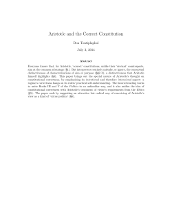 Aristotle and the Correct Constitution