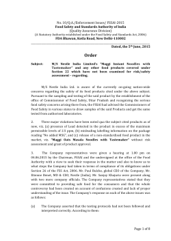 Maggi - Recall Order - 5.06.2015