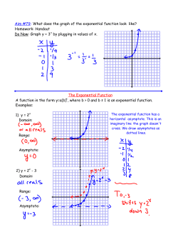 The Exponential Function A function in the form y=a(b) , where b > 0