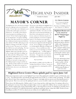 MAYOR`S CORNER - Highland City