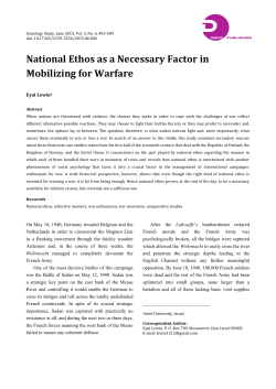 National Ethos as a Necessary Factor in Mobilizing for Warfare
