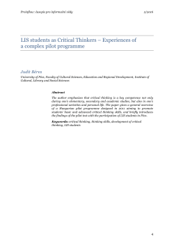 LIS students as Critical Thinkers &ndash; Experiences of a complex pilot