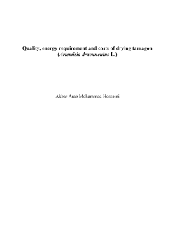 Quality, energy requirement and costs of drying tarragon (Artemisia