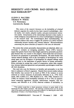 HEREDITY AND CRIME: BAD GENES OR BAD RESEARCH?*