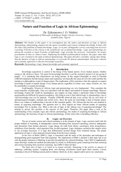 Nature and Function of Logic in African Epistemology