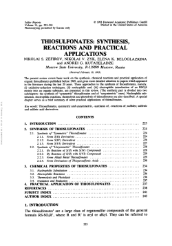 THIOSULFONATES: SYNTHESIS, REACTIONS AND PRACTICAL