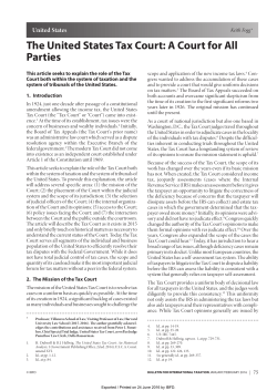 The United States Tax Court: A Court for All Parties