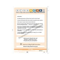 ACHA-NCHA II SAMPLE PAPER SURVEY (Fall 2008 to Spring 2011)