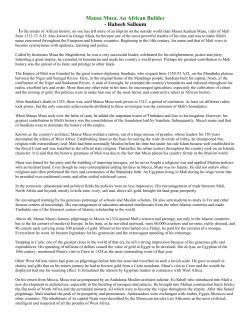 Mansa Musa, An African Builder