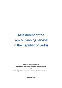 Assessment of the Family Planning Services in the Republic of Serbia