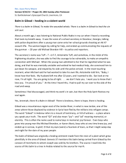 Balm in Gilead &ndash; healing in a violent world