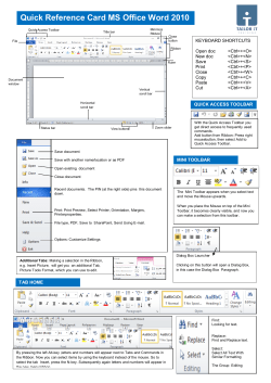 Quick Reference Card MS Office Word 2010