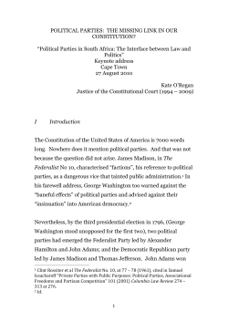 POLITICAL PARTIES: THE MISSING LINK IN OUR CONSTITUTION