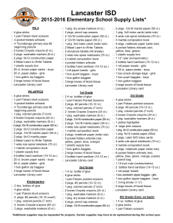 Lancaster ISD 2015-2016 Elementary School Supply Lists
