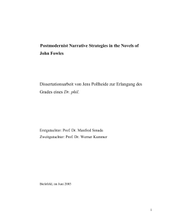 Postmodernist Narrative Strategies in the Novels of John Fowles