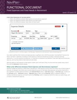 Fixed Expenses and Fixed Needs in Retirement