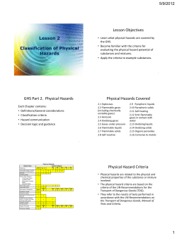 Lesson 2 Classification of Physical Hazards