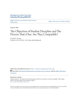 The Objectives of Student Discipline and The Process That`s Due