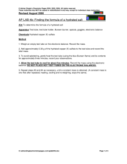 AP LAB 4b: Finding the formula of a hydrated salt