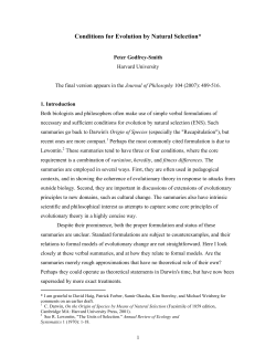 Conditions for Evolution by Natural Selection - Peter Godfrey