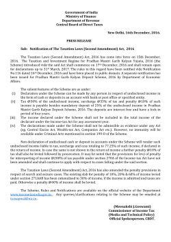 Notification of The Taxation Laws (Second Amendment) Act, 2016