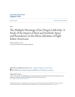 The Multiple Meanings of San Diego`s Little Italy: A