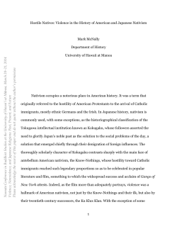 Hostile Natives: Violence in the History of American