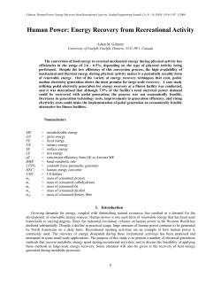 Human Power: Energy Recovery from Recreational