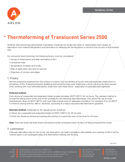 Thermoforming of Translucent Series 2500