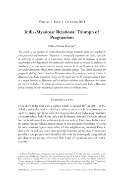 India-Myanmar Relations: Triumph of Pragmatism