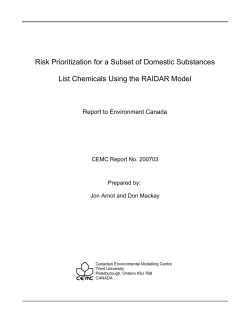 Risk Prioritization for a Subset of Domestic Substances List